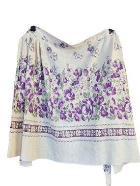 Vintage Handmade Half Apron Purple Floral AS IS